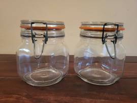 2 barattoli in vetro vintage con tappo ermetico