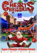SUPER VILLAGGIO DI BABBO NATALE–SCIVOLO GONFIABILE CASETTA DI BABBO NATALE-GRANDE SFERA SCENOGRAFICA