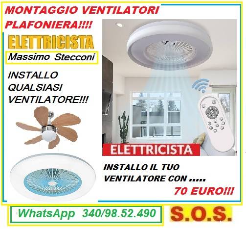 Montaggio ventilatore plafoniera con luce Roma