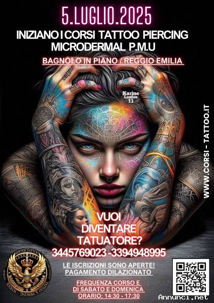 5.LUGLIO.2025 INIZIANO CORSI TATTOO PIERCING MICRODERMAL PM.U