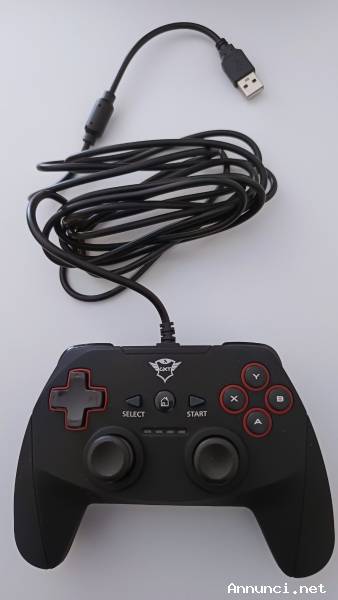 Trust GXT 540C Yula Nero, gamepad a filo (3m) compatibile con PlayStation 3 e PC