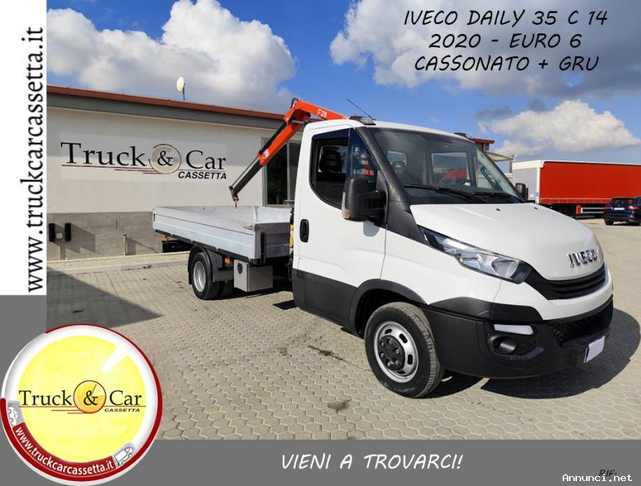 IVECO DAILY 35 C 14 – 2020 – CASSONATO CON GRU FASSI – EURO 6