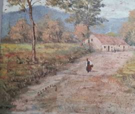 Gerardi 31.12. 1921 quadro olio su tavola con dedica senza cornice . Dimensioni cm. 33 x cm . 21 .Ve