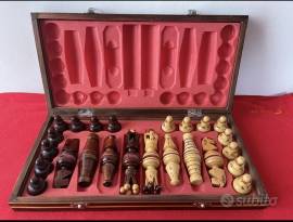 scacchiera in legno tatta a mano vintage anni '60