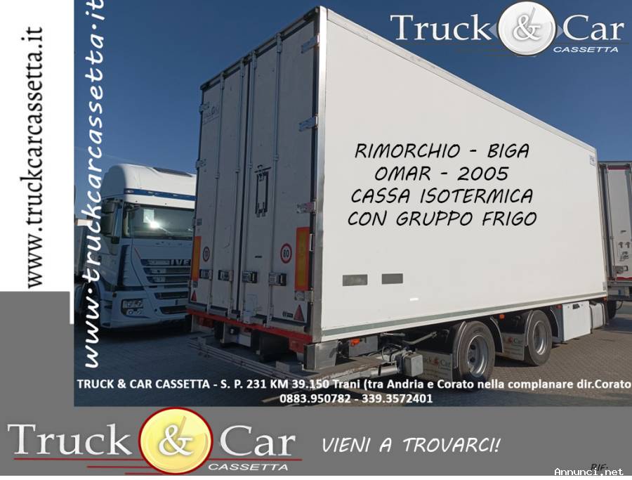 RIF.917 RIMORCHIO BIGA BURG – CASSA ISOTERMICA CON GRUPPO FRIGO – 2005