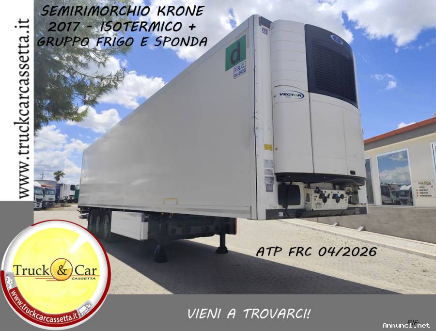 SEMIRIMORCHIO KRONE–2017–ISOTERMICO+FRIGO+SPONDA RETRATTILE 20 Q.LI-ATP FRC 04/2026-ADR EX \ II