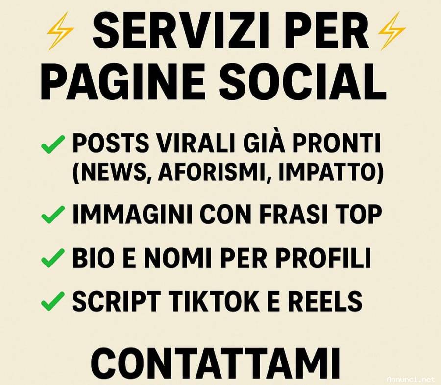 Post virali e contenuti social per pagine – Pronti Subito!