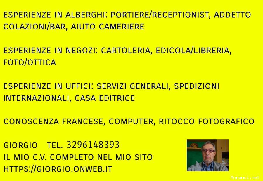 aiutante per 1 giorno alla settimana