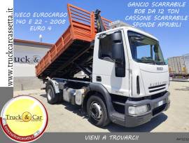 RIF.1232 IVECO EUROCARGO 140 E 22 – 2008 – GANCIO SCARRABILE BOB DA 12 TON – CASSONE CON SPONDE APRI