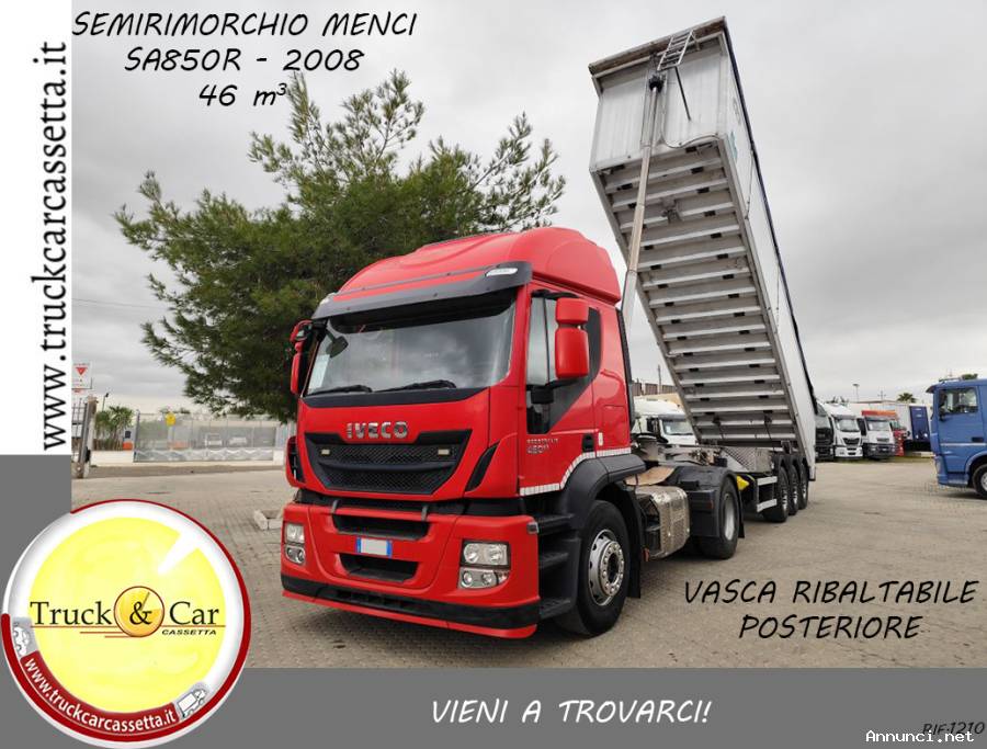 RIF.1210 SEMIRIMORCHIO MENCI – 2008 – VASCA RIBALTABILE POSTERIORE IN ALLUMINIO – 46 m3