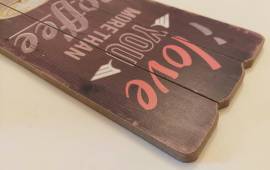 Targa in legno con scritta "I Love You More Than Coffee", da appendere, decorazione da pa Targa in legno con scritta "I Love You More Than Coffee", da appendere, decorazione da pa