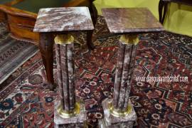 Coppia di colonne-piedistalli in marmo rosso Francia stile Impero