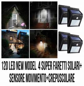 120 LED-FARETTI SOLARI CON SENSORE MOVIMENTO E CREPUSCOLARE