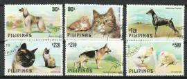 FILIPPINE 1979 ANIMALI CANI E GATTI COMP. SET DI 6 FRANCOBOLLI