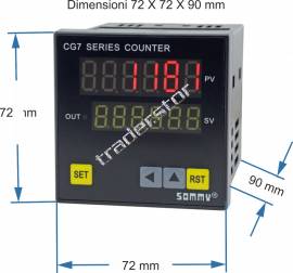 Contaimpulsi conta pezzi programmabile 220 V , dimensioni 72X72X100 , 6 cifre                       