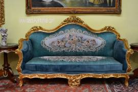 Salotto dorato stile Barocco in tessuto ottanio aubusson 