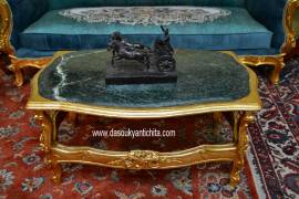 Salotto dorato stile Barocco in tessuto ottanio aubusson 