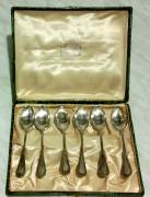 Set vintage  di 6 cucchiaini in argento 800% stile vittoriano con scatola originale 