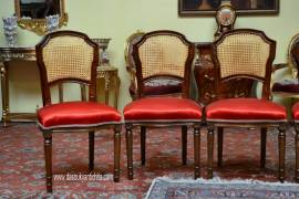 Gruppo di sei sedie stile Luigi XVI con schienale in paglia di Vienna