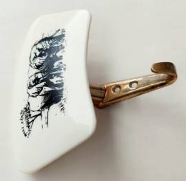 Vintage raro Gancio Appendiabiti in BACHELITE e Ottone immagine di due elefanti