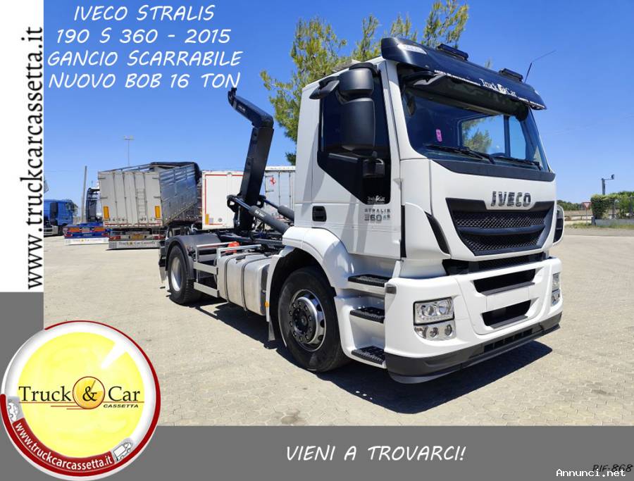 RIF.868 IVECO STRALIS 190 S 360 – 2015 – GANCIO SCARRABILE BOB ITALEV 16 TON – EURO 6