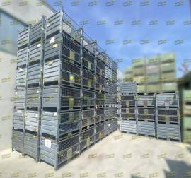 Contenitori metallici in lamiera e rete con slitte