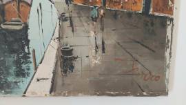 Vecchio dipinto olio su tela fondamenta nuove Venezia firmato Ferro