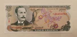 Cinco(5) Colones serie D Banco Central de Costa Rica non circolata