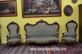 Divano con coppia di poltrone stile Luigi Filippo del XX secolo