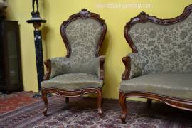 Divano con coppia di poltrone stile Luigi Filippo del XX secolo