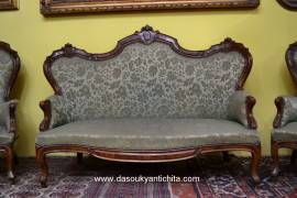 Divano con coppia di poltrone stile Luigi Filippo del XX secolo