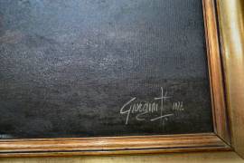 Dipinto olio su tela anni 70 raffigurante paesaggio boschivo Dipinto olio su tela anni 70 raffigurante paesaggio boschivo