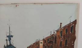Vecchio dipinto olio su tela fondamenta nuove Venezia firmato Ferro Vecchio dipinto olio su tela fondamenta nuove Venezia firmato Ferro