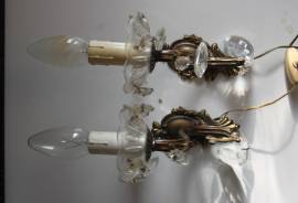 Coppia applique vintage gocce pendenti cristalli vetro metallo arredo candelabr