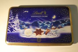 Scatola di latta Vintage Natalizia Lindt FROHES FEST Cioccolatini Tin Box