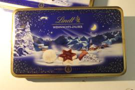 Scatola di latta Vintage Natalizia Lindt FROHES FEST Cioccolatini Tin Box