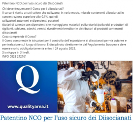Patentino NCO per l'uso sicuro dei Diisocianati