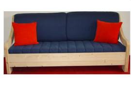 divano letto in legno di abete ad una piazza blu'