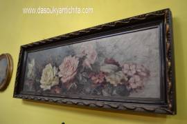 Dipinto olio su tela del XX secolo composizione floreale