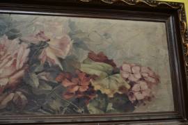 Dipinto olio su tela del XX secolo composizione floreale