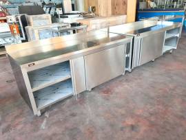2 TAVOLI ARMADIATI INOX 200x70cm USATI  