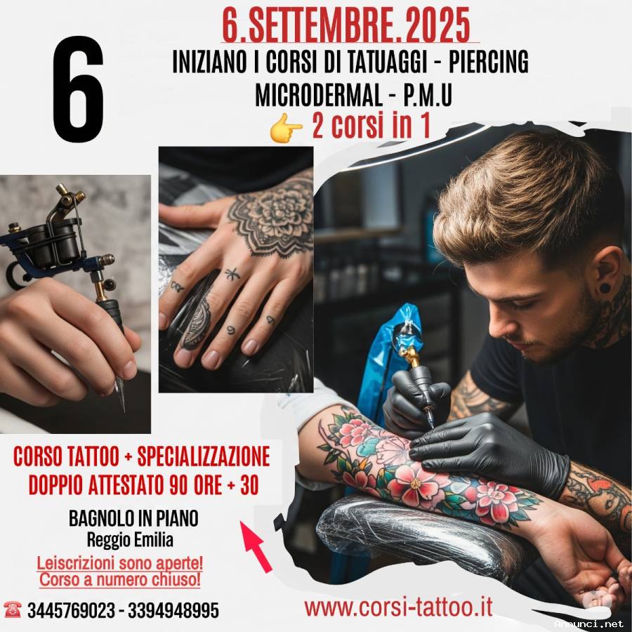 6.SETTEMBRE.2025 Iniziano I Corsi di Tatuaggi Piercing Microdermal P.M.U