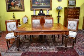 Tavolo da pranzo-riunioni stile inglese Vittoriano allungabile fino a 423 cm.