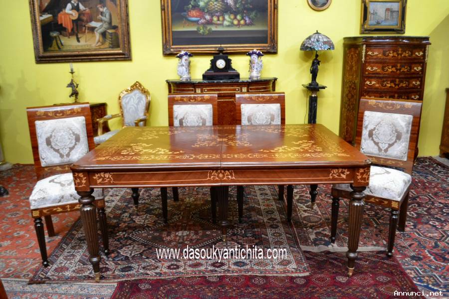 Tavolo da pranzo-riunioni stile inglese Vittoriano allungabile fino a 423 cm.