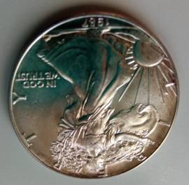 1 $ AMERICAN SILVER EAGLE 1 ONCIA TROY ARGENTO .999 ANNO 1987