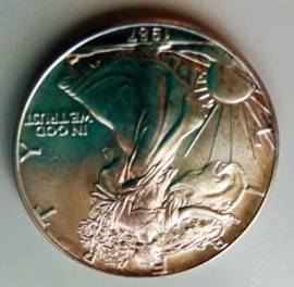 1 $ AMERICAN SILVER EAGLE 1 ONCIA TROY ARGENTO .999 ANNO 1987