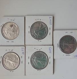 Lot 5 Half Dollar Walking Liberty tutti 1943 Argento