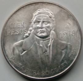 1978 CIEN PESOS MEXICO .720 SILVER 100 PESOS  