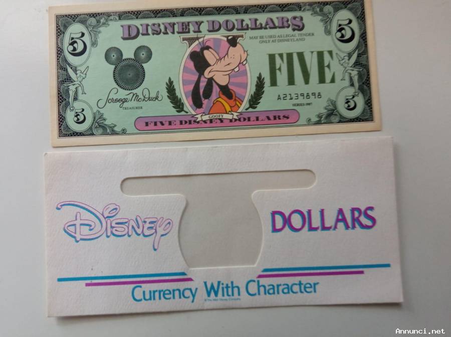 1987 $5 dollaro Disney Pippo errore non in circolazione raro