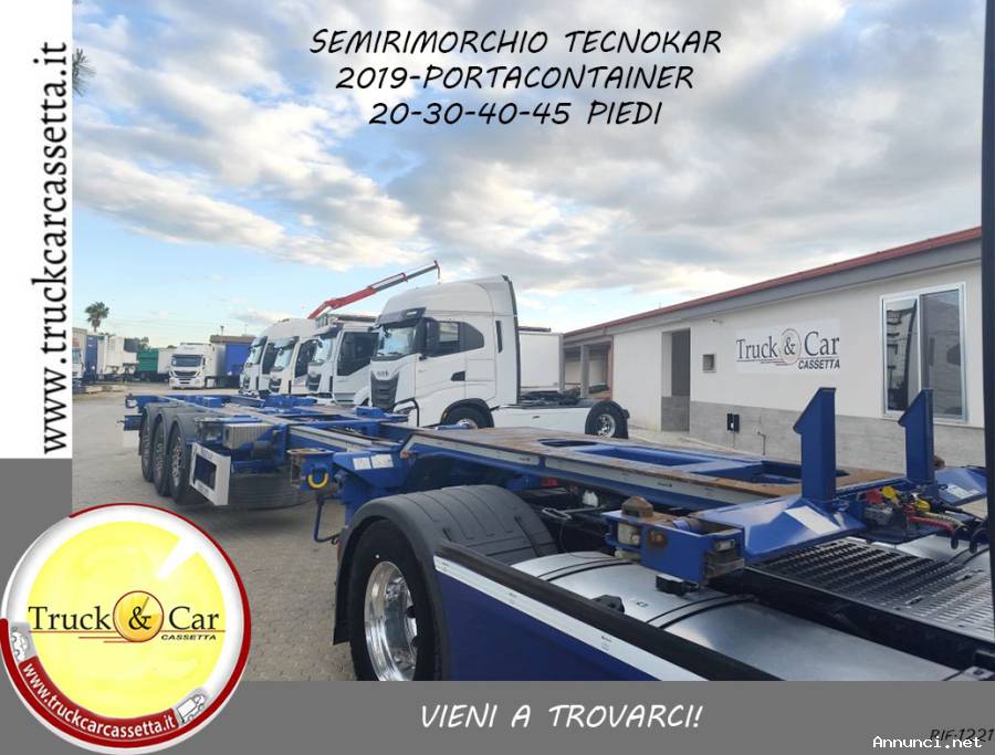 RIF.1221 SEMIRIMORCHIO TECNOKAR – 2019 – PORTACONTAINERS 20-30-40-45 PIEDI – TELAIO ALLUNGABILE